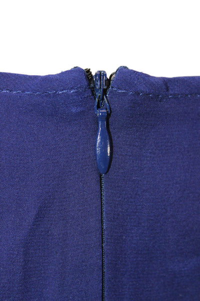 Stella McCartney Women Pencil Dress Blue V Neck 3/4 Sleeve Zip Short Size S