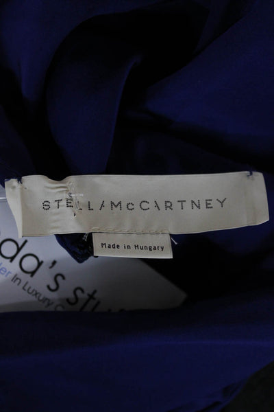 Stella McCartney Women Pencil Dress Blue V Neck 3/4 Sleeve Zip Short Size S