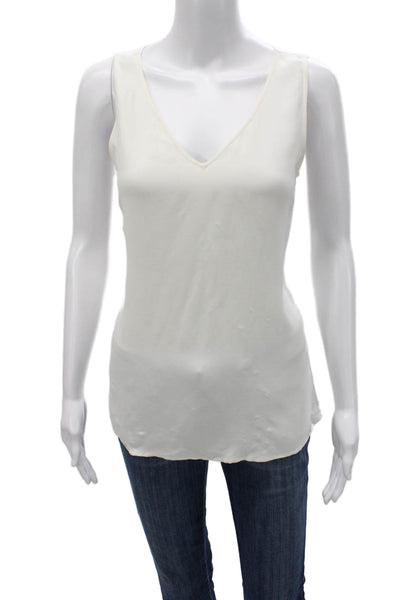 Reiss Women Basic White V-Neck Sleeveless Tank Pullover Size 2