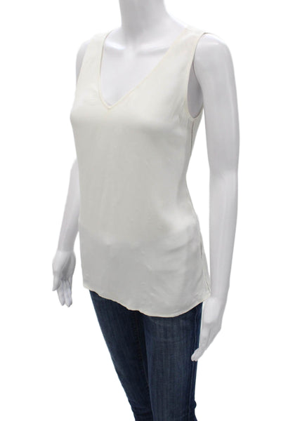 Reiss Women Basic White V-Neck Sleeveless Tank Pullover Size 2