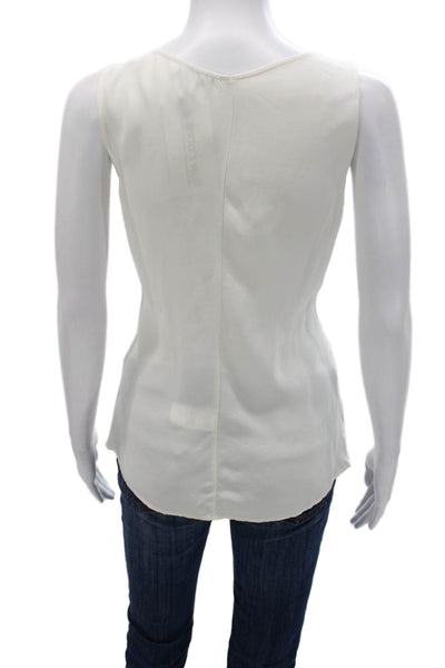 Reiss Women Basic White V-Neck Sleeveless Tank Pullover Size 2