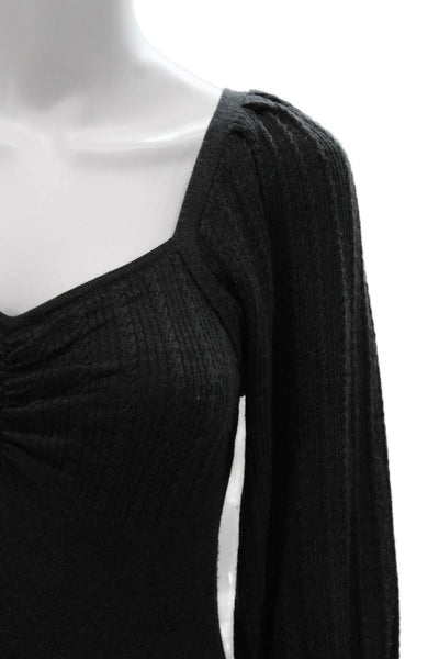 Sandro Women Wool Square Neck Gray Pullover Long Sleeve Size 1