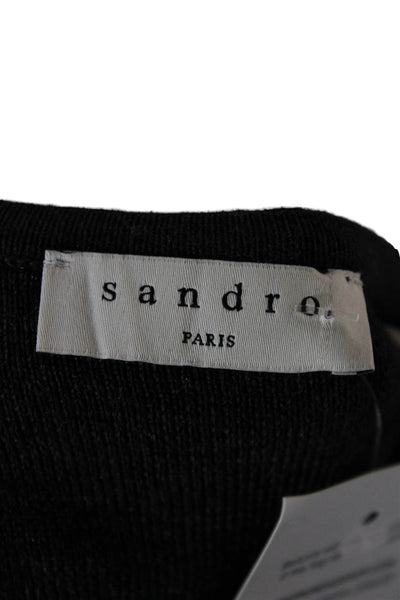 Sandro Women Wool Square Neck Gray Pullover Long Sleeve Size 1