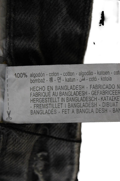 Zara Womens Straight High Waist Gray Jeans 100% Cotton Button Size 32
