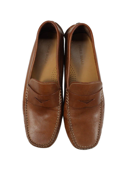 Cole Haan Men's Leather Round Toe Slip-On Loafers Shoes Brown Size 9.5