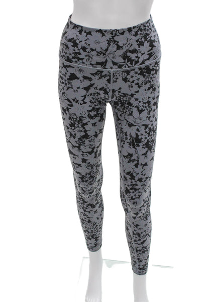 Lululemon Womens Floral Print Sports Bra Leggings Set Grey Black Size 6