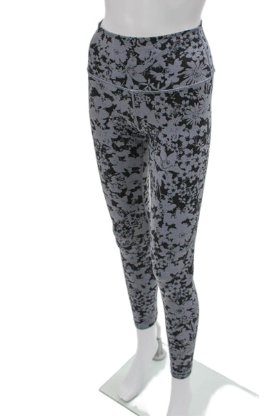 Lululemon Womens Floral Print Sports Bra Leggings Set Grey Black Size 6