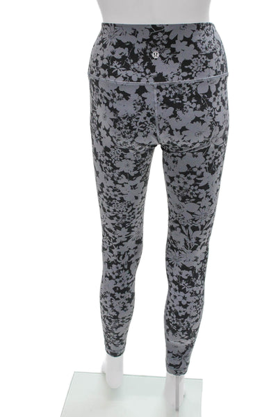 Lululemon Womens Floral Print Sports Bra Leggings Set Grey Black Size 6