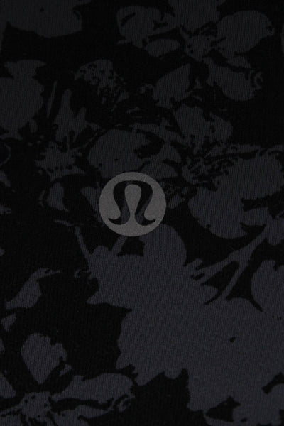 Lululemon Womens Floral Print Sports Bra Leggings Set Grey Black Size 6