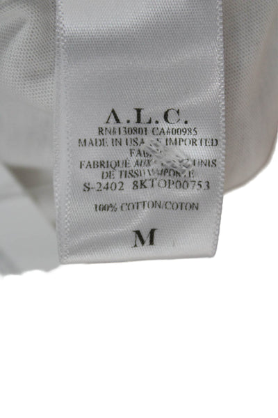 A.L.C. Womens Cropped Sleeveless Cotton Round Neck Blouse White Size M