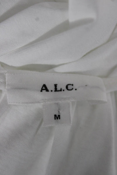 A.L.C. Womens Cropped Sleeveless Cotton Round Neck Blouse White Size M