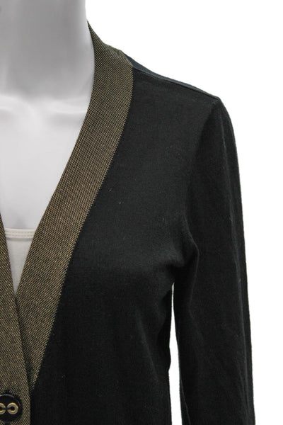 Escada Womens Virgin Wool V-Neck Black Cardigan Long Sleeve Size 38