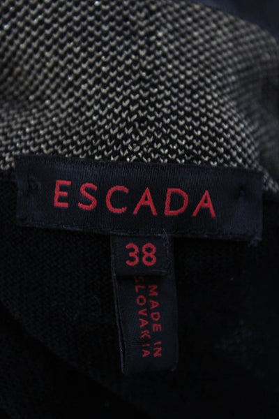 Escada Womens Virgin Wool V-Neck Black Cardigan Long Sleeve Size 38