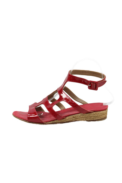 Christian Louboutin Womens Patent Leather Low Wedge Espadrilles Red Size 37 7