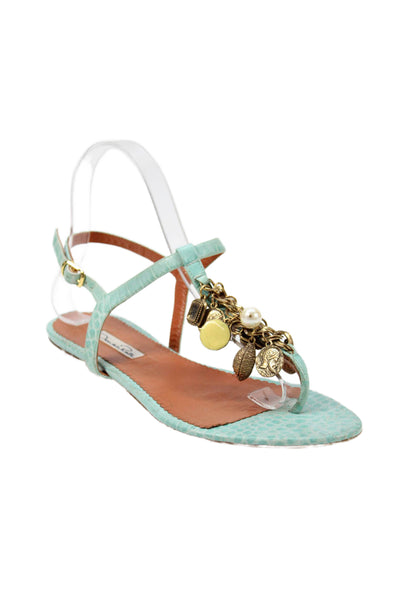 Oscar de la Renta Womens Thong Charm Slingbacks Sandals Blue Size 38 8