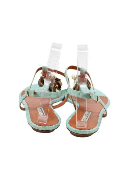 Oscar de la Renta Womens Thong Charm Slingbacks Sandals Blue Size 38 8
