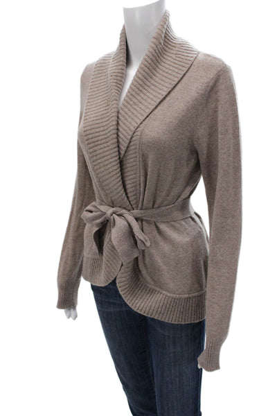 Repeat Womens Cashmere Collared Cardigan Beige Size S