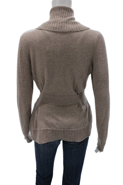 Repeat Womens Cashmere Collared Cardigan Beige Size S