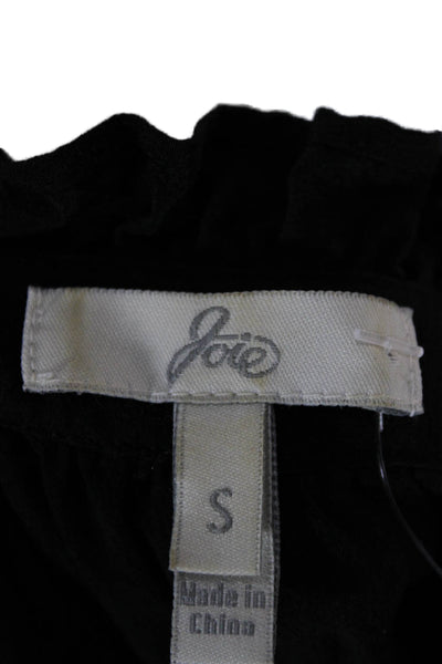 Joie Womens Silk V-Neck Short Sleeve Basic Blouse Black Size S