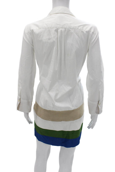 Sara Roka Womens Shirt Dress White Cotton Long Sleeve Size M