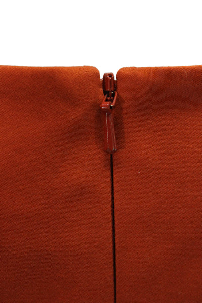 Max Mara Womens Sheath Dress Orange Boat Neck Short Sleeve Knee Zip Size 4