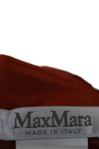 Max Mara Womens Sheath Dress Orange Boat Neck Short Sleeve Knee Zip Size 4