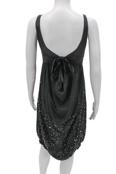 Patrizia Pepe Womens Mini Silk VNeck Sleeveless Knee-Length Black Dress Size 42