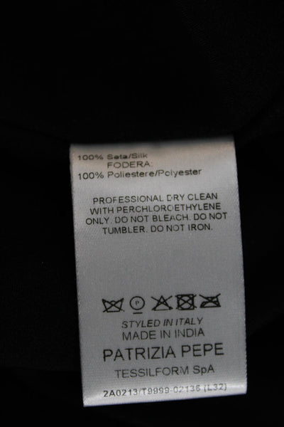 Patrizia Pepe Womens Mini Silk VNeck Sleeveless Knee-Length Black Dress Size 42