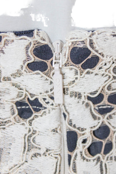 Pinko Women Straight Pencil Skirt White Floral Cotton Zip Knee Length Size 4