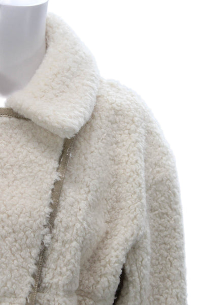 Cami NYC Womens Biker Faux Shearling Zip Jacket Beige Size XS