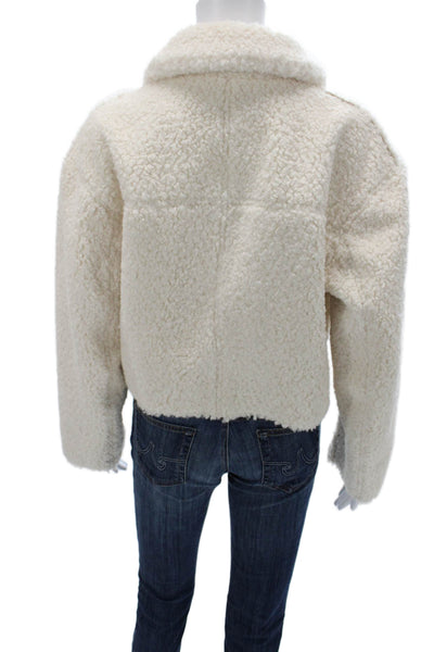 Cami NYC Womens Biker Faux Shearling Zip Jacket Beige Size XS