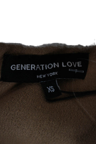 Generation Love Womens Brown Aviator Jacket Zip Polyester Blend Size XS