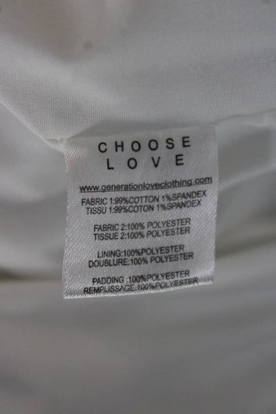 Generation Love Women Puffer Jacket Blue Cotton Blend Snap Long Sleeve Size M