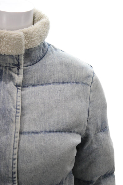 Generation Love Women Puffer Jacket Blue Zip Long Sleeve Cotton Size XS