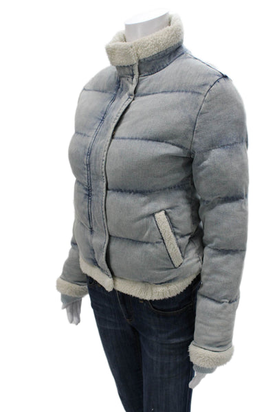 Generation Love Women Puffer Jacket Blue Zip Long Sleeve Cotton Size XS