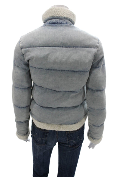 Generation Love Women Puffer Jacket Blue Zip Long Sleeve Cotton Size XS