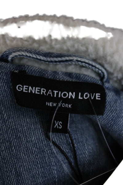 Generation Love Women Puffer Jacket Blue Zip Long Sleeve Cotton Size XS