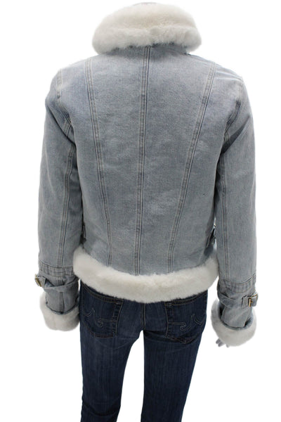 Generation Love Women Basic Jacket Blue Zip Polyester Long Sleeve Size M