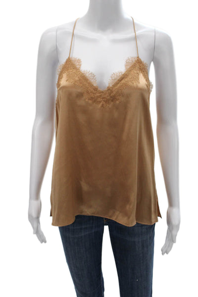 Cami NYC Womens Silk V Neck Gold Camisole Sleeveless Pullover Size S