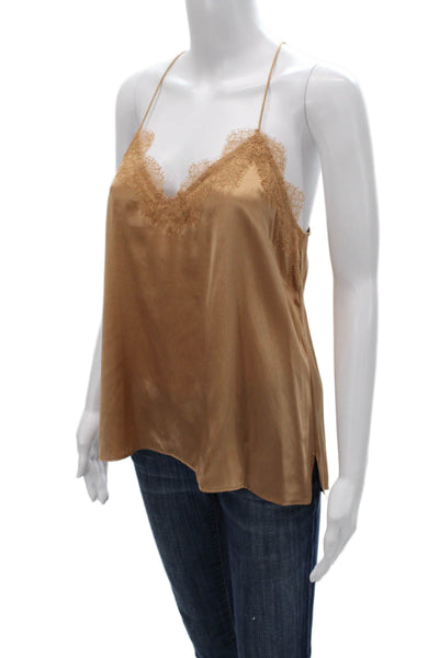 Cami NYC Womens Silk V Neck Gold Camisole Sleeveless Pullover Size S