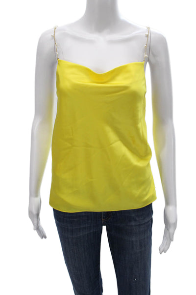 Cami NYC Women Silk Cowl Neck Camisole Yellow Sleeveless Size XS