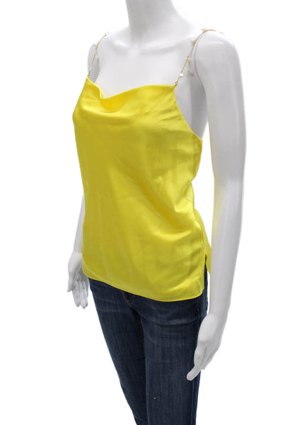 Cami NYC Women Silk Cowl Neck Camisole Yellow Sleeveless Size XS