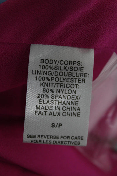 Cami NYC Women Silk V Neck One Piece Bodysuit Pink Long Sleeves Size S