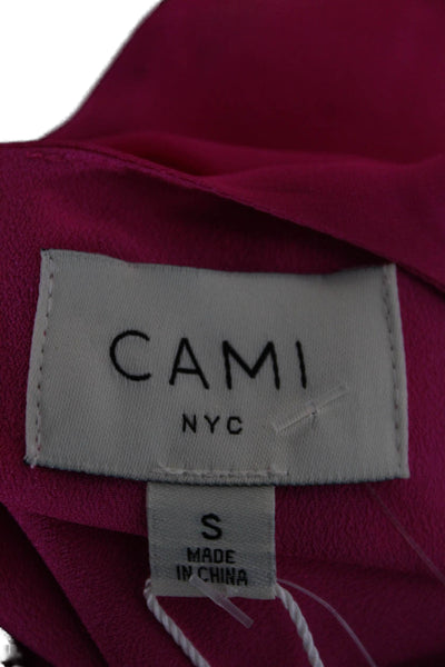 Cami NYC Women Silk V Neck One Piece Bodysuit Pink Long Sleeves Size S