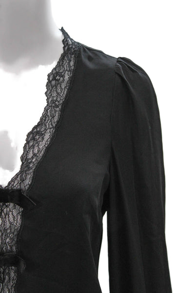 Cami NYC Women Silk V Neck Long Sleeve Bodysuit Black One Piece Size XS