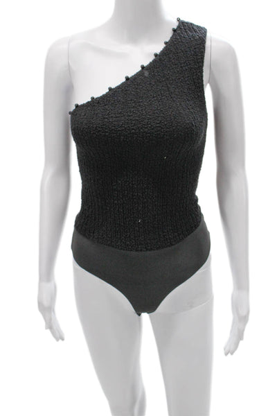 Cami NYC Women Bodysuit One-Shoulder Sleeveless Black Cotton Size 2