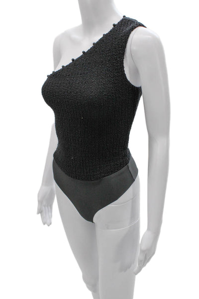 Cami NYC Women Bodysuit One-Shoulder Sleeveless Black Cotton Size 2