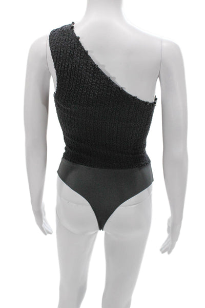 Cami NYC Women Bodysuit One-Shoulder Sleeveless Black Cotton Size 2