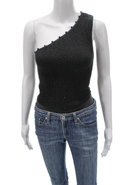 Cami NYC Women Bodysuit One-Shoulder Sleeveless Black Cotton Size 2