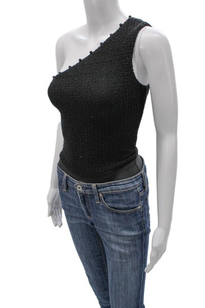 Cami NYC Women Bodysuit One-Shoulder Sleeveless Black Cotton Size 2